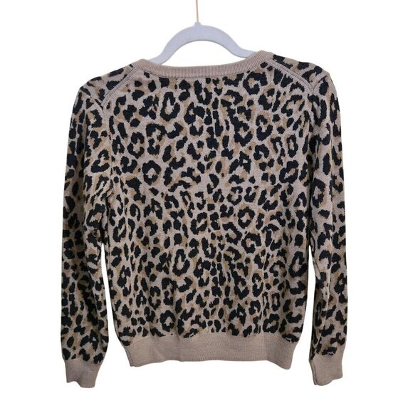 J. Crew Merino Wool Leopard Crewneck Sweater Size XS - Picture 3 of 7